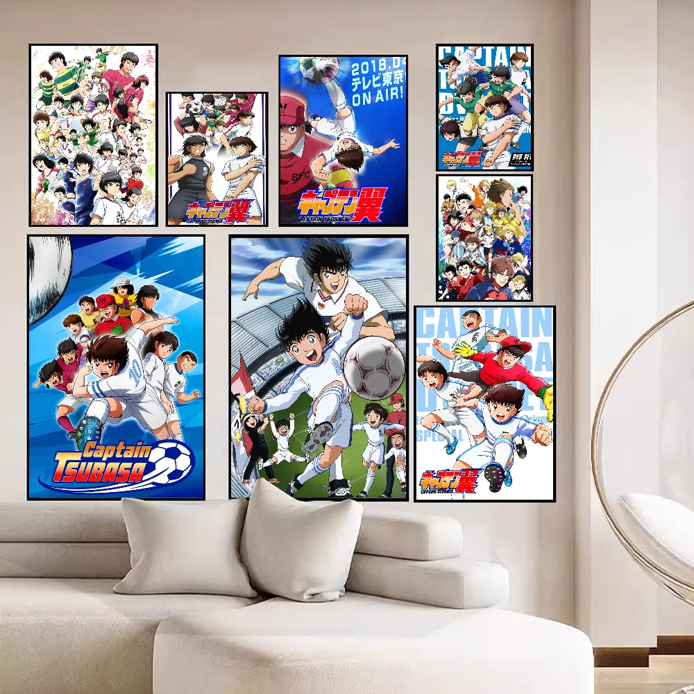 Japanese Anime Eanime Captain Tsubasa Whitepaper Poster Waterproof Paper Sticker Coffee House Bar Aesthetic Art Wall Painting