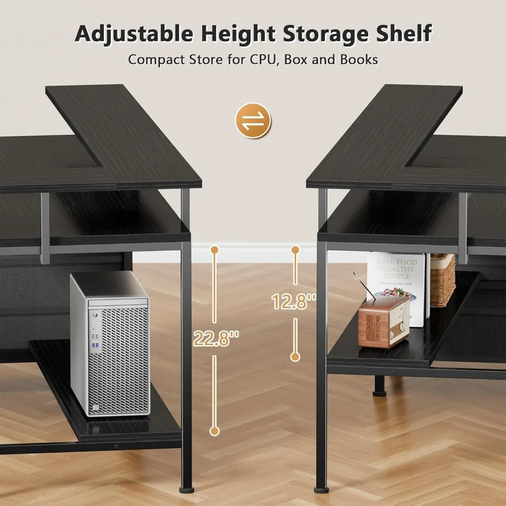 95 Two Person Computer Gaming Desk, Long 2 Person Home Office Desk with 6 Drawers & Storage Shelves, Double Table with