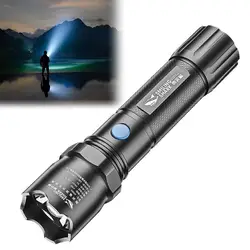 High Power Led Flashlight Rechargeable Camping Torch ABS Material With 3 Lighting Modes For Adventure, Camping, Outdoor, Etc.