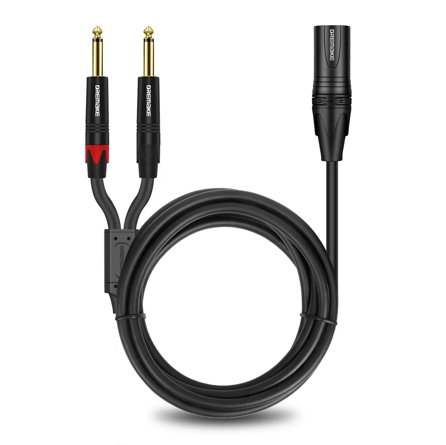 DREMAKE-Cable Adaptador de Audio XLR macho a Dual, accesorio de 3 pines, 6,35, 1/4 pulgadas, TS Mono Mic, XLR a Double, 6,35mm, divisor Y, 1/4 a XLR