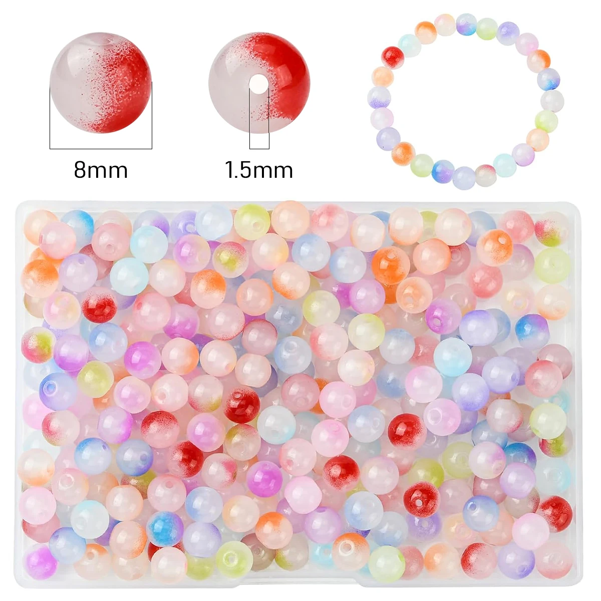 8mm Double Color Glass Jelly Beads for DIY Jewelry (Necklace Bracelet) Making 20 Colors 50pcs/Pack - Image 2