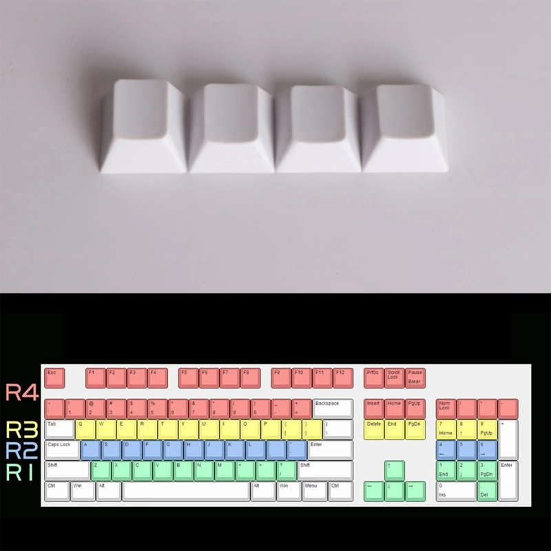 Transparent Blank Keycap Set R1/R2/R3/R4 Cherry Profile ABS Frosting Translucent Keycaps for Mechanical Keyboard 20Pcs