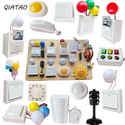 Juguete Montessori para bebé, tablero ocupado, interruptor de actividad, accesorios, temporizador, luz, timbre, tablero a juego, juguete educativo para niños, regalo