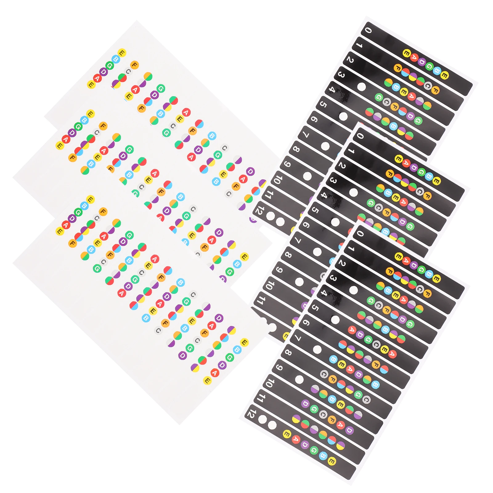 6 قطع من ملصقات مذكرة لوحة أصابع الجيتار من مادة PVC ملصقات لوحة الفريتس مقاومة للماء ومضادة للتعرق وسهلة الاستخدام مقياس تدريب الجيتار