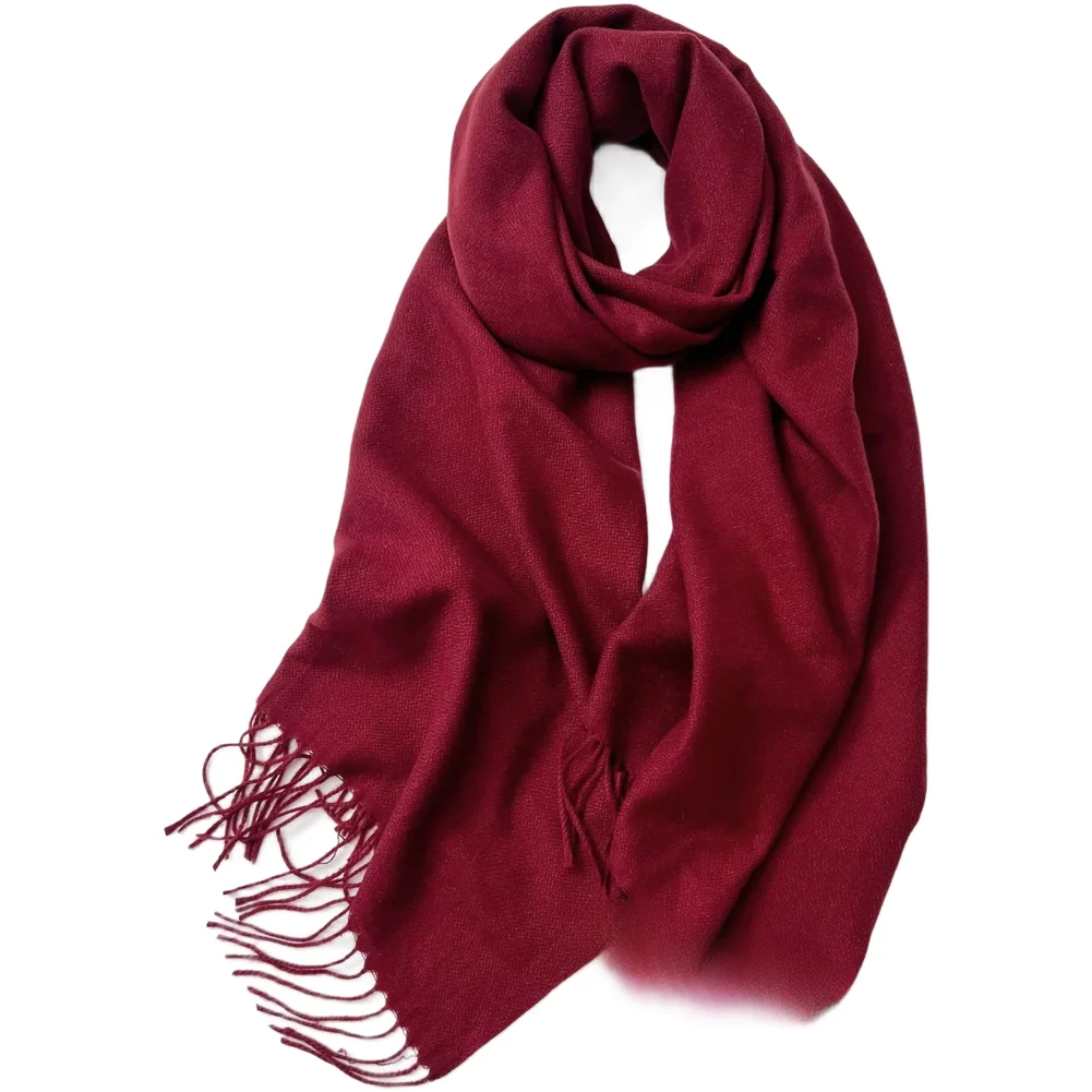 Unisex Knitted Scarf with Long Tassels Retro Winter Style Warm Accessory 70x180cm Pure Polyester Solid Color Shawl