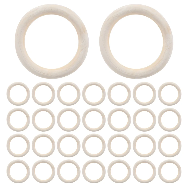 30 Stuks 70Mm Houten Ringen, Houten Ring Houten Cirkels Voor Diy Ambachten, Macrame Plant Hanger, Ornamenten En Sieraden Maken