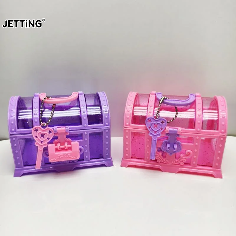 Pink/Purple Cute Makeup Box Plastic Toy Box With Lock Treasure Chest Jewelry Case Decoration Ornament Case Girls Dressing