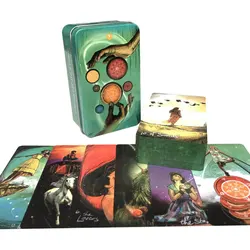 Caja de lata, luz dorada, tarjeta de Tarot, adivinación del destino, juego de fiesta familiar, Tarot y una variedad de cajas de estaño, opciones de Tarot dorados