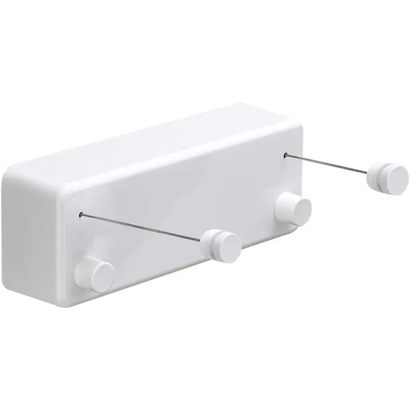 THIVN-Stainless Steel Retractable Clothesline With Adjustable Double Rope String Wall Mounted Heavy Duty, Hotel Style Method