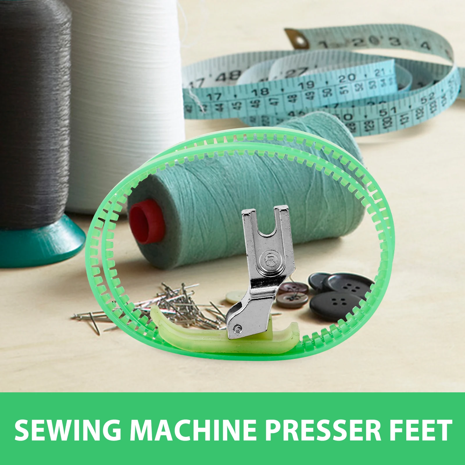 

Sewing Machine Bilateral Roller Foot Satin Stitch Motion Presser Wear-Resistant Replaceable Dual Roller Stitching