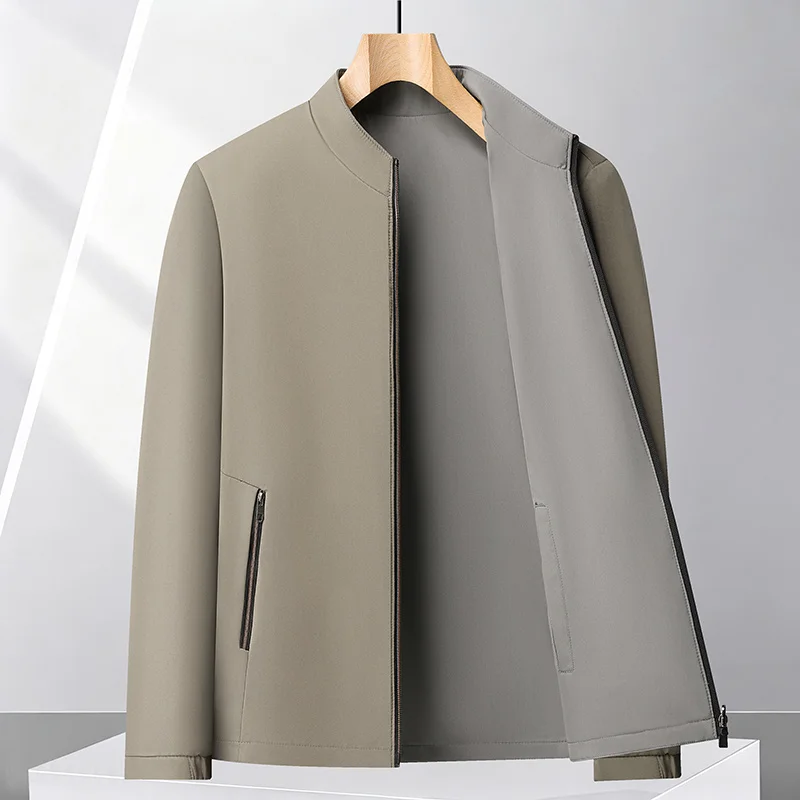 High Quality Autumn Men's Reversible Jacket Stand Collar Full Zip Large Pocket Design Thicken Keep Warm Business Men's Clothing