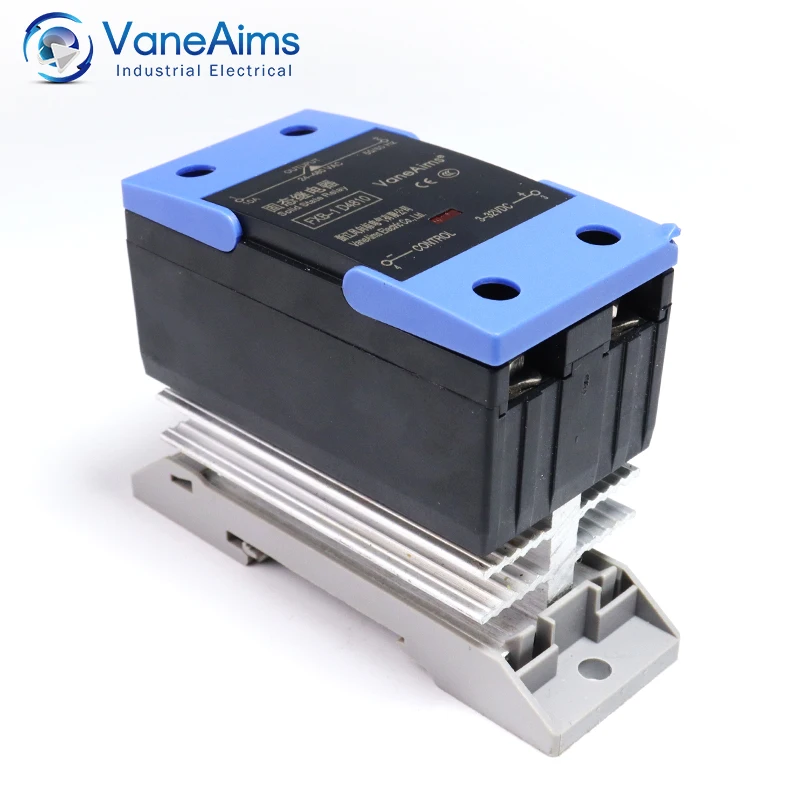 Din Rail Mounting Solid State Relay Single Phase SSR 10A-120A DC Control AC DC Control DC AC Control AC With Heat Sink VaneAims