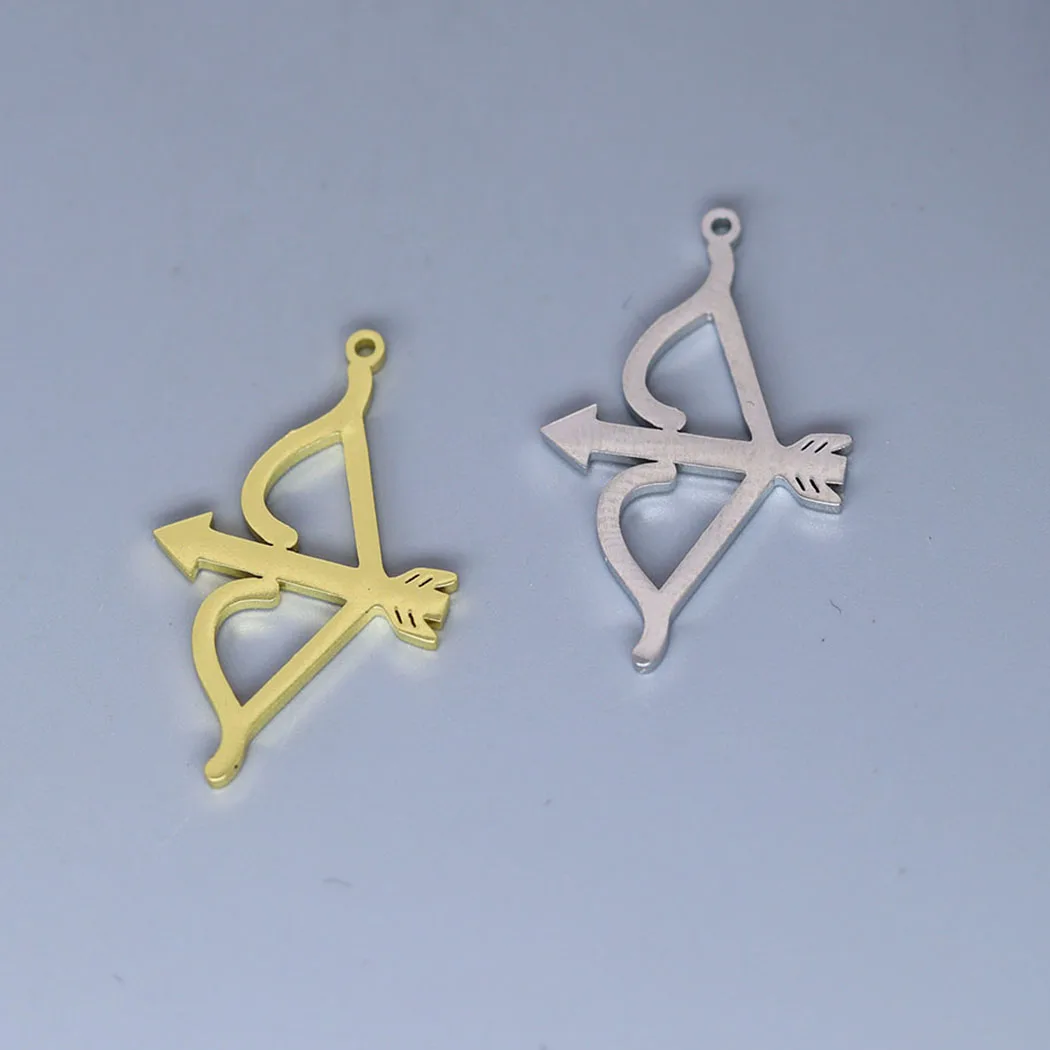 5pcs/lot Cupid Bow Arrow Charm Pendants Making DIY Stainless Steel Handmade Finding Jewelry