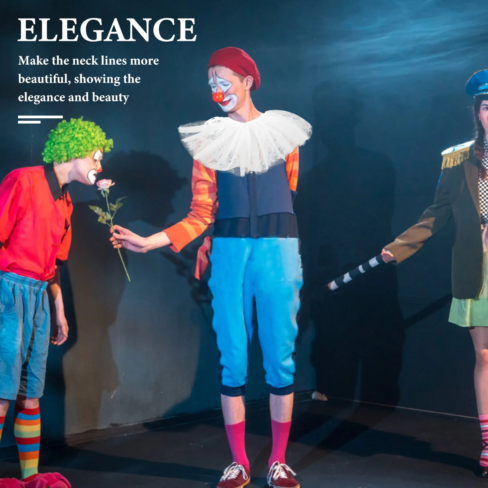 

Ruffled Tulle Vintage Victorian Clown Collar Fake Collar Accessory Halloween Theater Costume for Women Decorative Neck Shawl