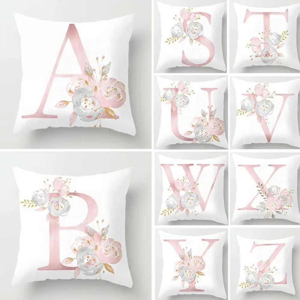 Cushion Pillow Cover Cover Printed Decorative Cushion Cover Polyester Pillowcase Pink Letter Covers 45*45 Sofa Cushions cuscini