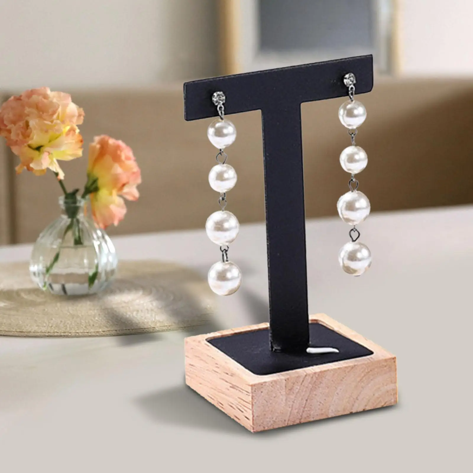 

Wooden Earring Display Holder Earring Shelf Rack, Hanging Jewelry, Wooden Base, for Showing for Showroom Showcase Retail Store