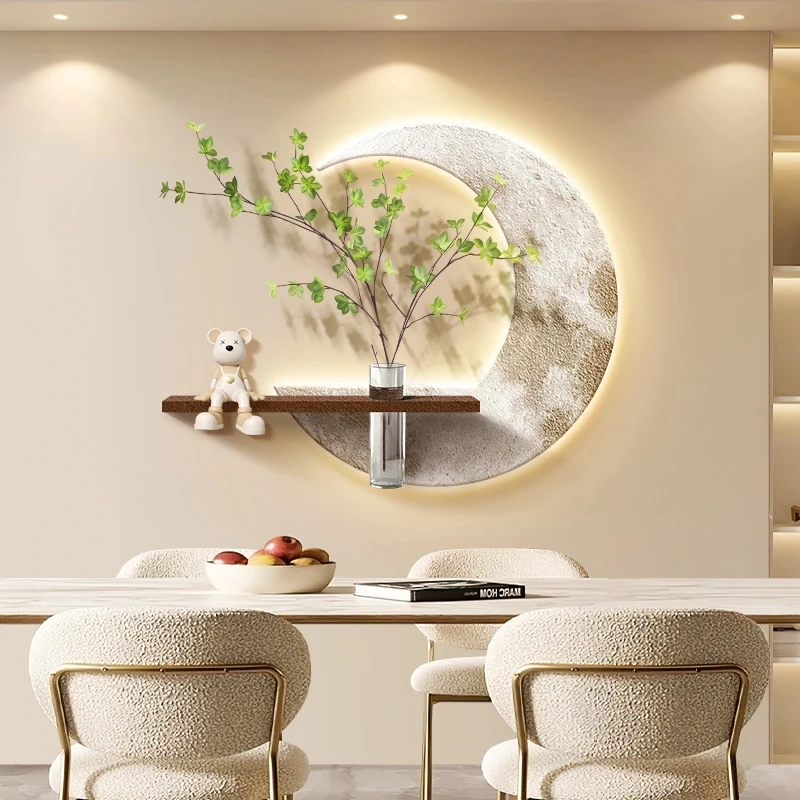 

Luxury Moon & Green Plants LED Mural Light - Restaurant/Living Room Wall Hanging Art Decor | Sofa Background Wall Lamp