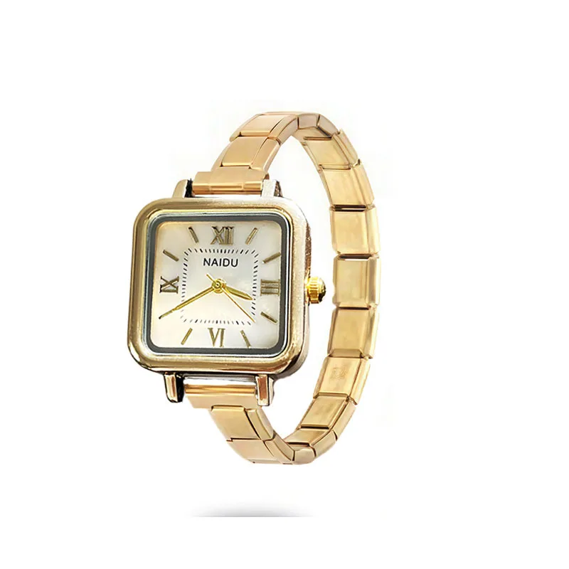 Niche Luxury Square Italian Charm Quartz Watch Retro Roman Dial Detachable Modular Strap Women Daily Stacking Jewelry Watch Head