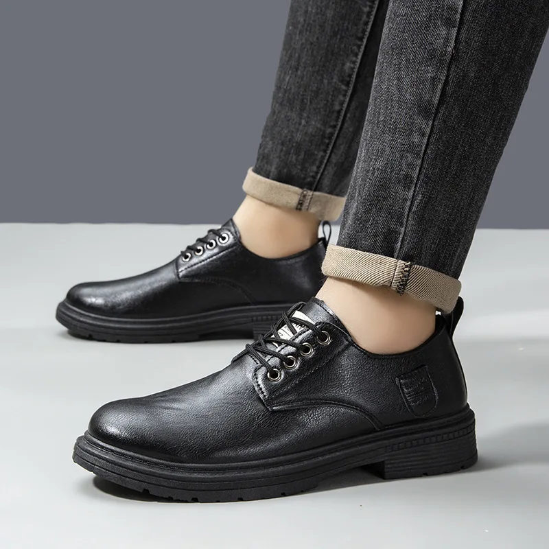 

Men's casual leather shoes trend versatile men's business leather shoes work shoes comfortable
