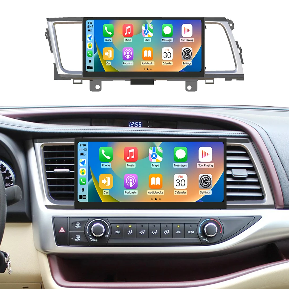 12.3 Inch Car Radio For Toyota Highlander 2015-2018 CarPlay Android 14 GPS Navigation Multimedia Player Touch Screen Head Unit