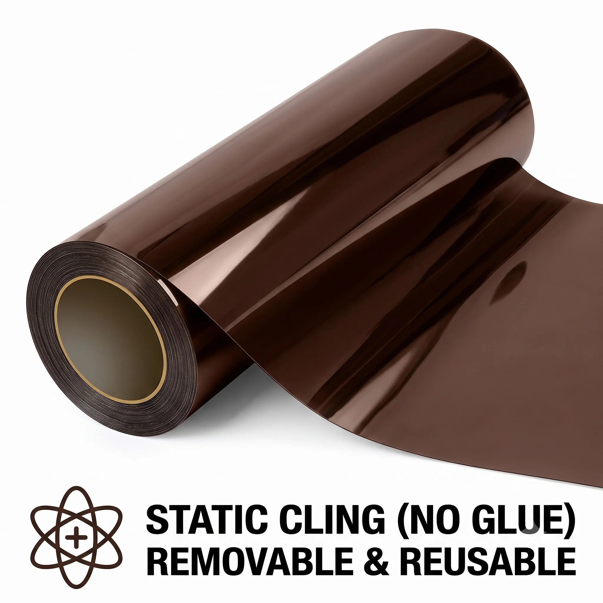 Brown Silver Static Cling Window Film - No-Glue One-Way Daytime Privacy Tint Heat & UV Block Removable Reusable Glass Sticker
