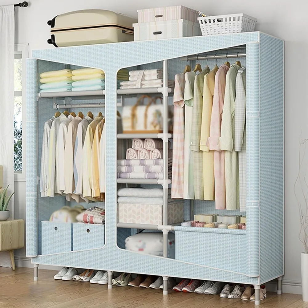 منظم خزانة فولاذي محمول لغرفة النوم - خزانة تخزين ملابس قابلة للتكديس بعرض 105 سم لتوفير مساحة فعالة #4