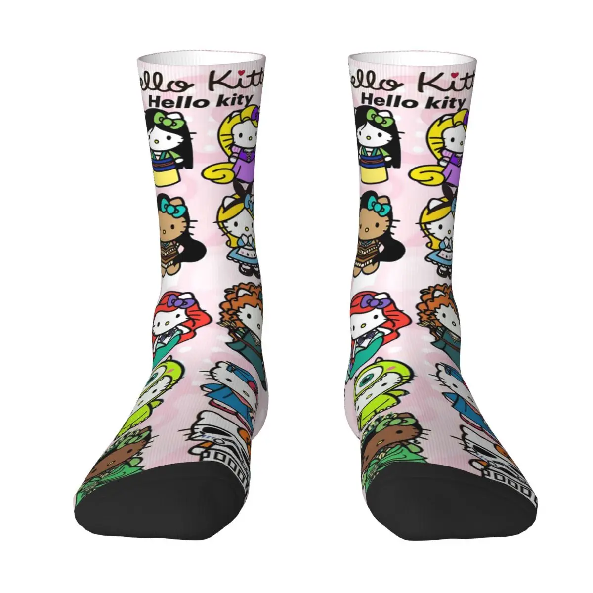 الوردي مرحبا كيتي Kawaii شخصية كرتونية الجوارب جوارب أنيقة للجنسين عالية الجودة تشغيل جوارب رياضية الشتاء عدم الانزلاق الجوارب
