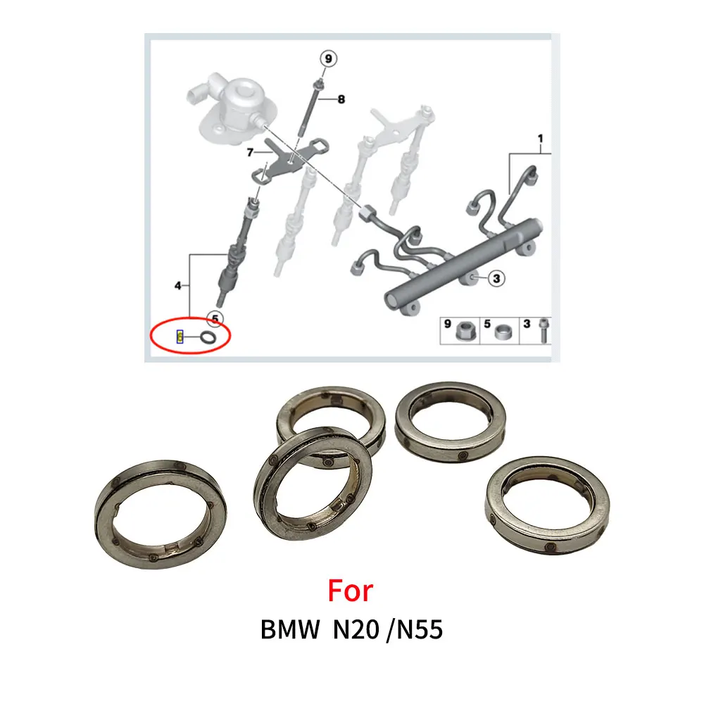 For BMW Engine Fuel Injector Sealing Ring Fuel Injector Retaining Bracket Snap Decoupling Elements for BMW N55 N20 13537577649