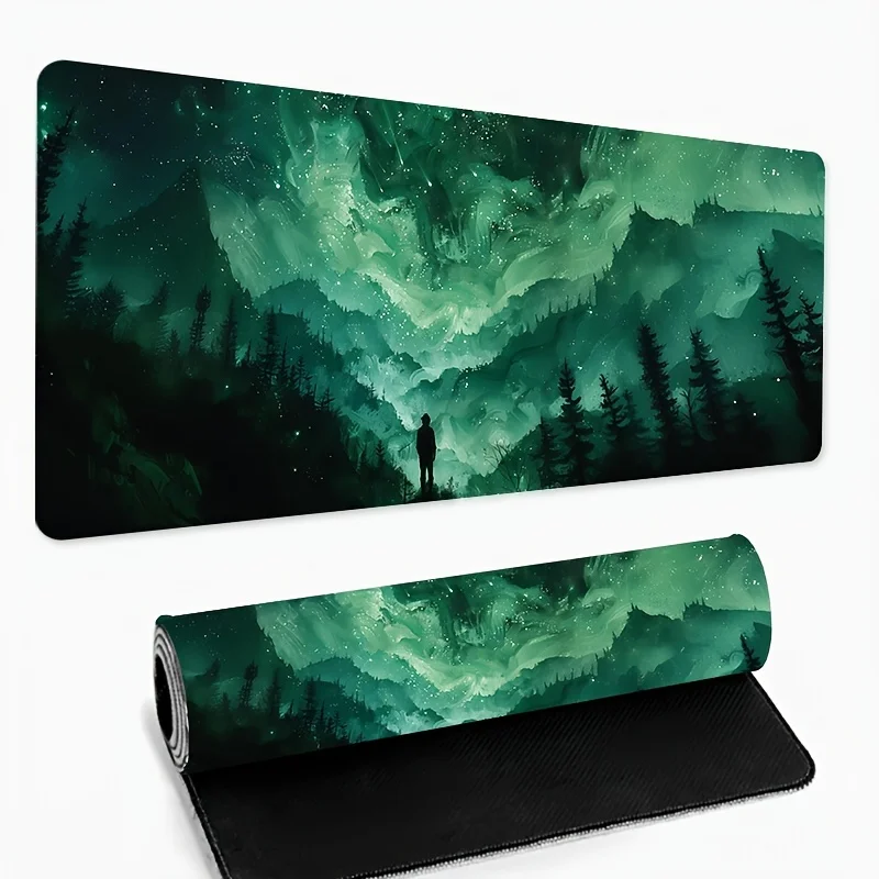 

XXL Green Forest large Mouse Pad Anti-Slip Rubber Base Stitched Edge 900X400 Desk Mat Gaming Office PC Keyboard Accessories 1PC