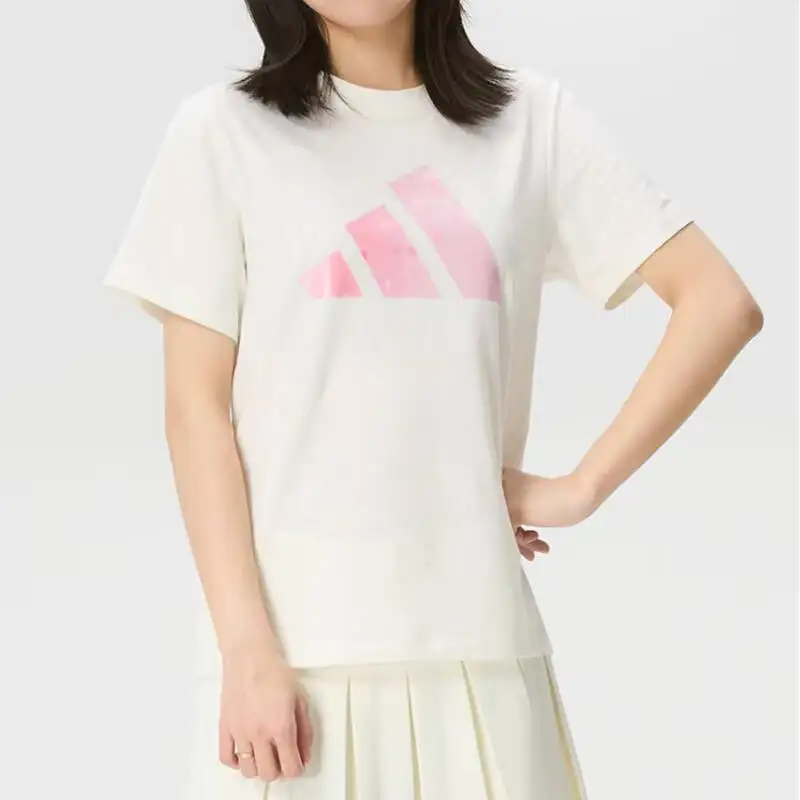Hot 2026 Sport Adidas Women T Shirt Regular Fit Single Jersey Knit HD Color Changing Print Short Sleeve Top KS2867