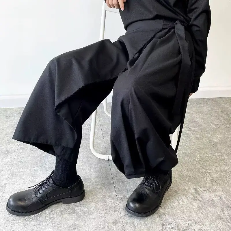 Autumn Japanese retro dark niche wide-leg fashionable men's culottes eight-point pants tooling casual pants hairstylist trend