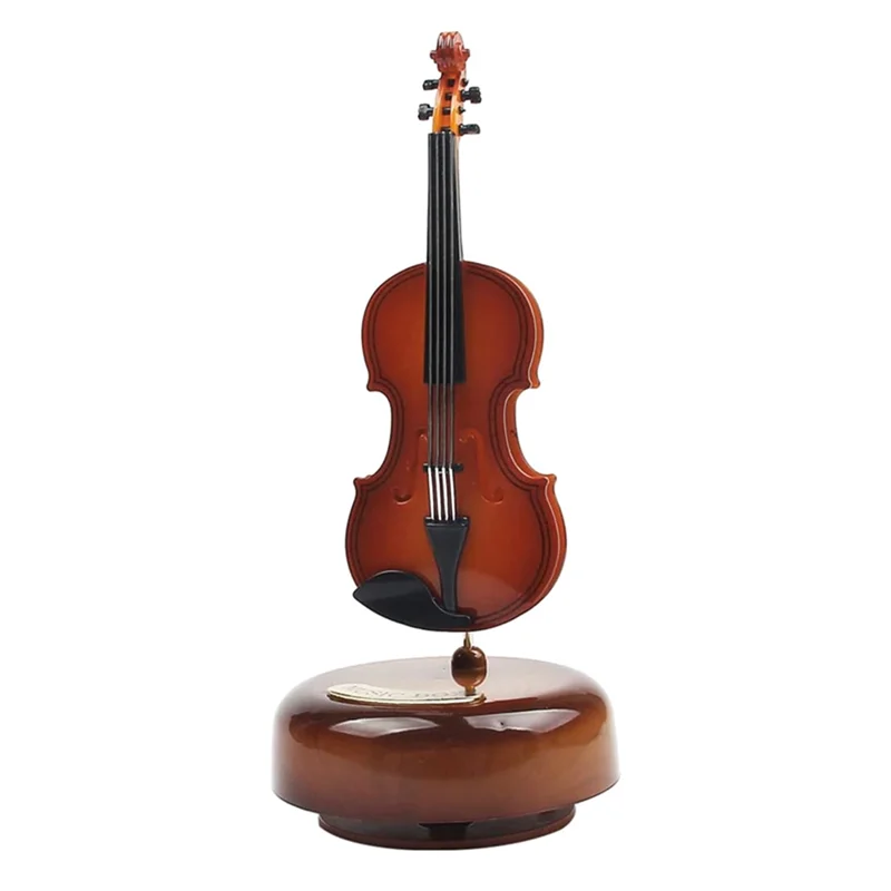 

HGSW-Violin Music Box Mini Vintage Musical Box With Rotating Base, Classical Replica Instrument Crafts Model