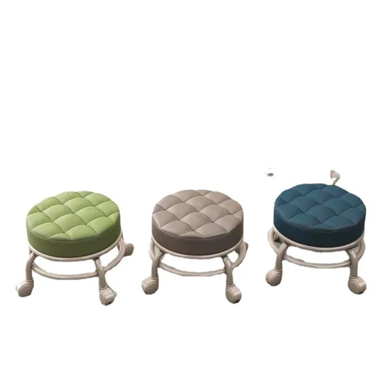 Universal Wheel Small Stool Home Pulley Low Stool Wheeled Bench Small Round Stool Sofa Stool Small Chair Plastic Backrest image 6