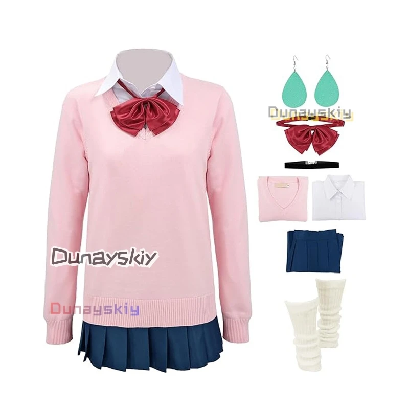 أنيمي Dandadan مومو Ayase تأثيري حلي شعر مستعار سترة تنورة زي مدرسي أقراط المختنق الجوارب حفلة عيد الميلاد للفتيات النساء