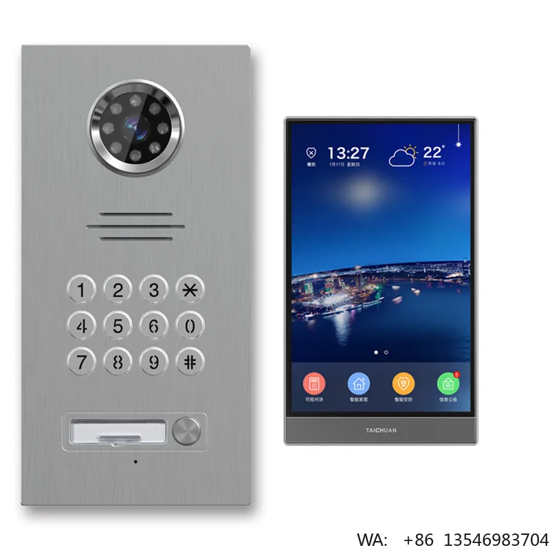 

Smart Video Intercom WiFi 8 Inch Monitor With Doorbell Camera Ip Video Door Phone Intercom System for Villa