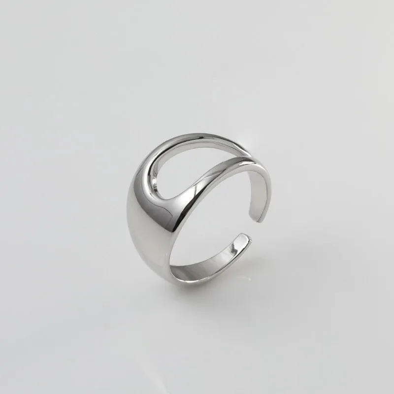 

VENTFILLE 925 Sterling Silve Hollowed Out Ring for Women Girl Gift Geometry Minimalism Smooth Adjustable Jewelry Dropshipping