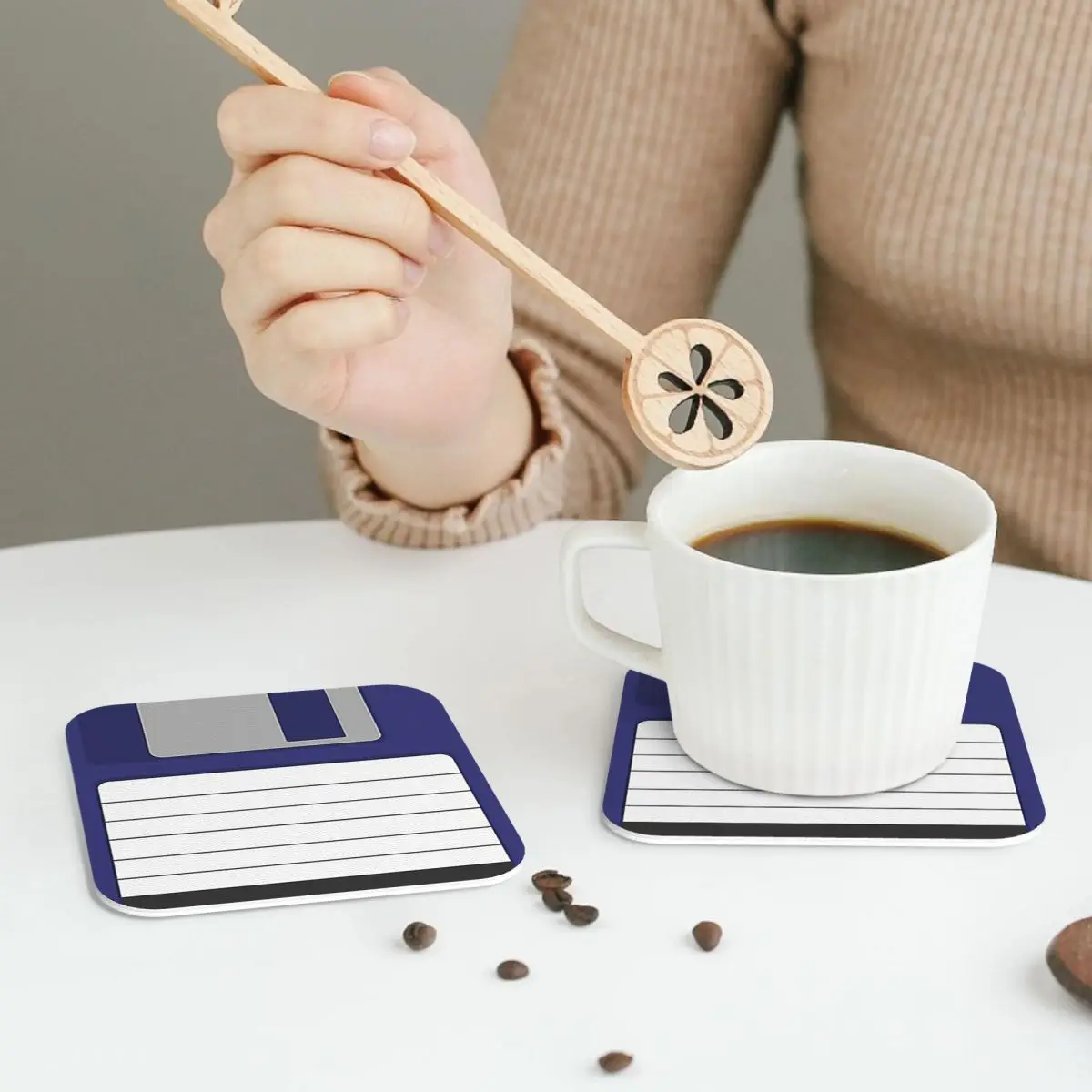 Floppy Disk Coasters PVC Leather Placemats Non-slip Coffee Mats for Home Kitchen Dining Pads Set of 6