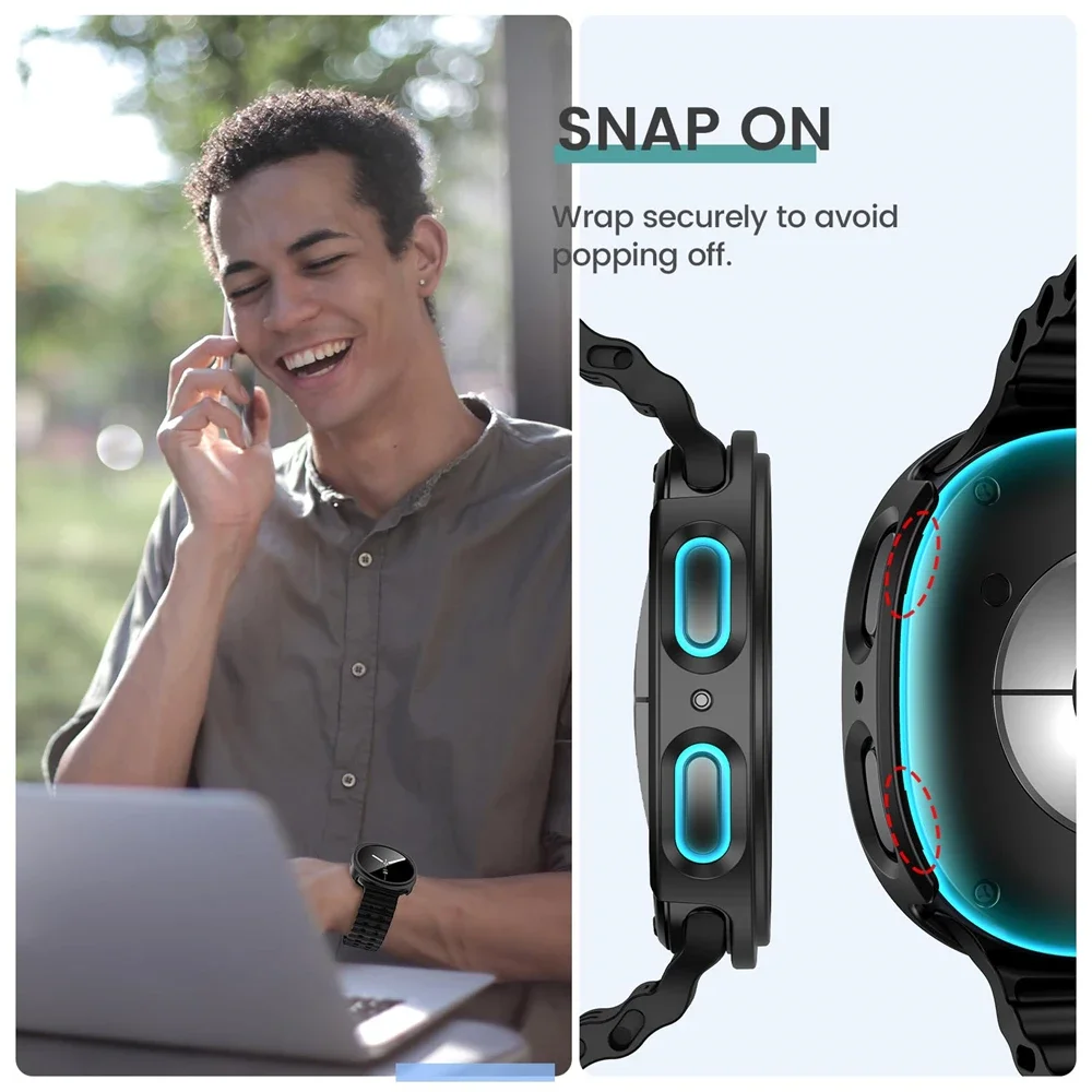 حافظة لجهاز سامسونج جالاكسي ساعة 8 44 مللي متر 40 مللي متر ثلاثية الأبعاد من الزجاج المقسى + غطاء كامل واقي للشاشة غلاف + ساعة فيلم 8 ملحقات