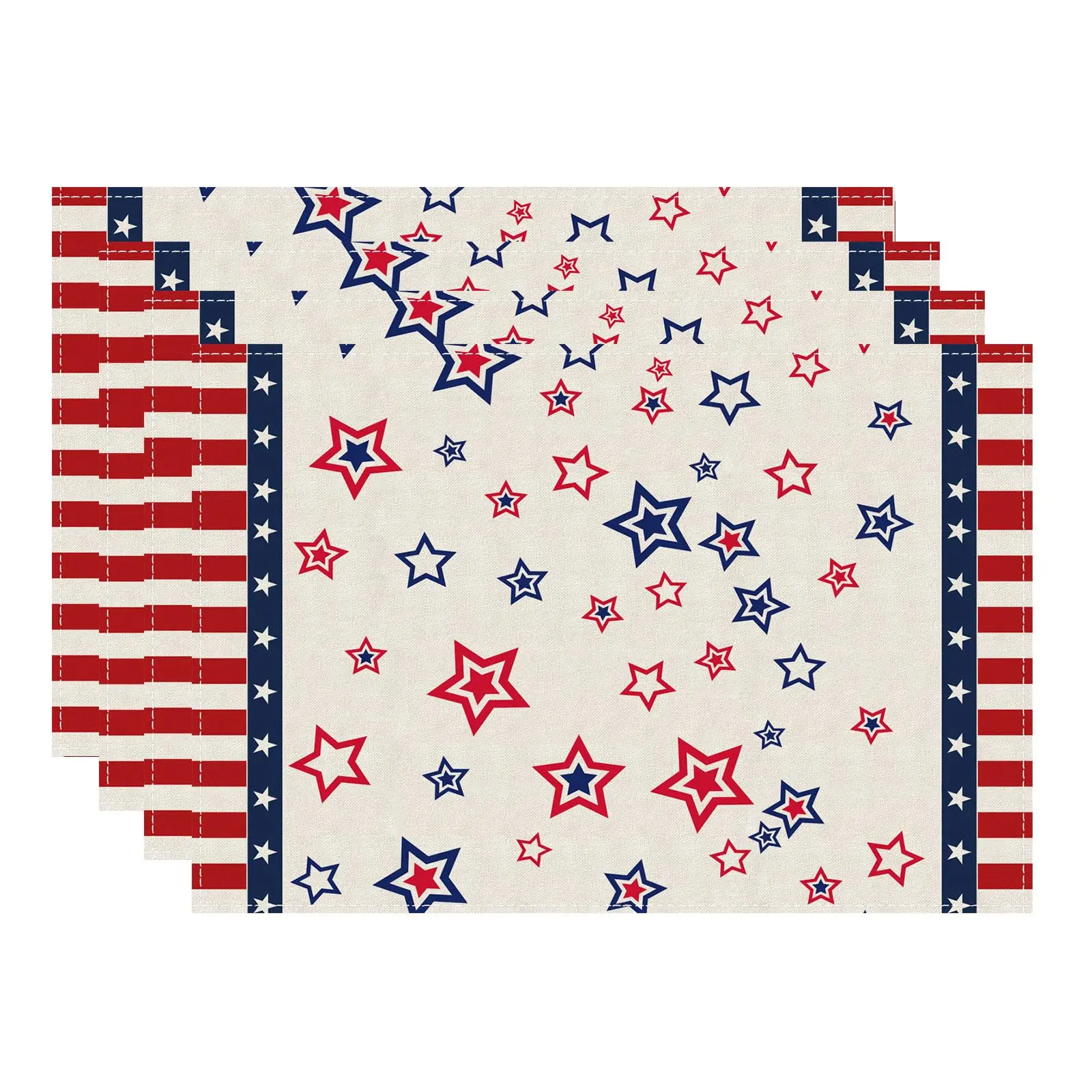 

Stripe Stars 4th of July Memorial Day Independence Day Placemats 12x18 Inch Patriotic America Table Decorations Cloth Table Mats