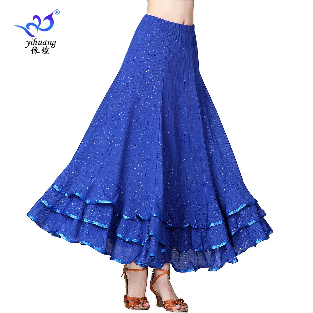 New Modern Dance Skirt Waltz Ballroom Dance Competition Large Swing Skirt Dance Performance Dress Sequin Skirt Half Length Skirt