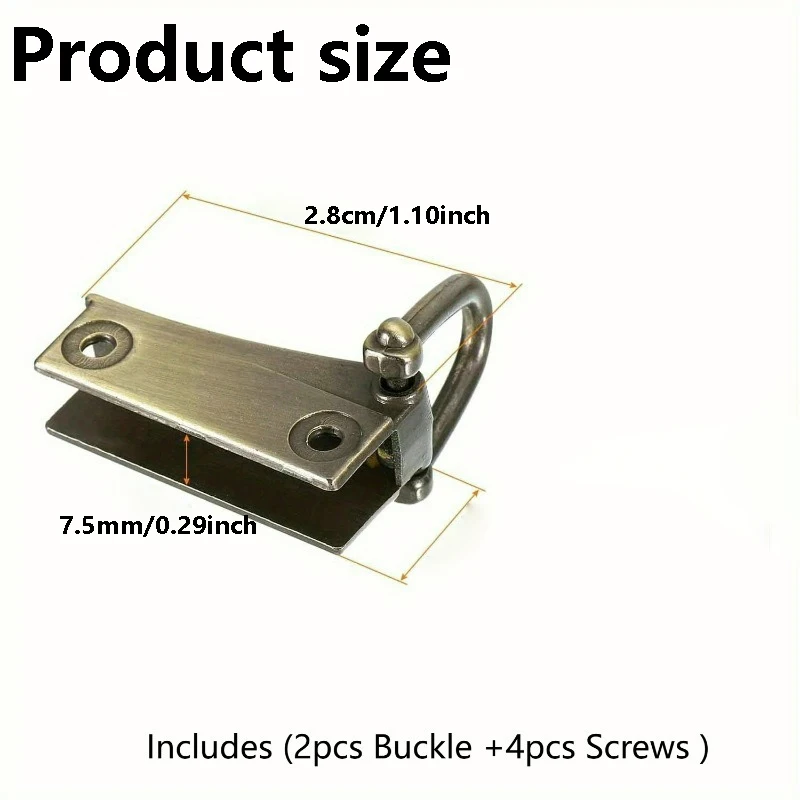 2pcs Metal Side Clip Bag Buckle Bag Connector Clip Purse Hardware Suspension Connector Buckle Detachable with D Ring