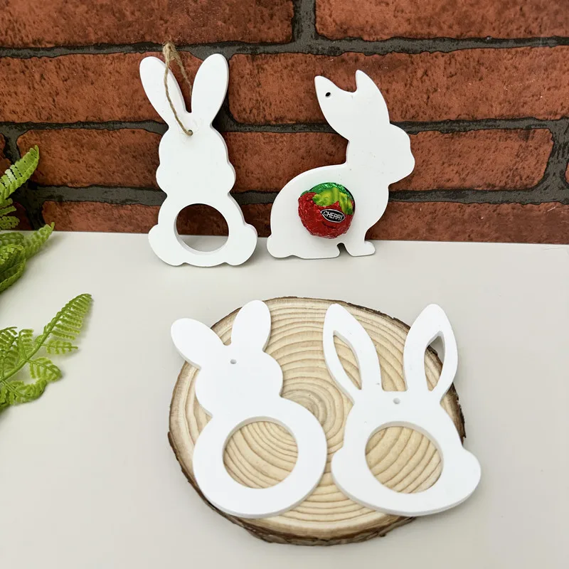 Easter Rabbit Pendant  Silicone Mold Easter Hanging Label Casting Bunny Aromatherapy Plaster Hanging Tag Mold Spring Decoration