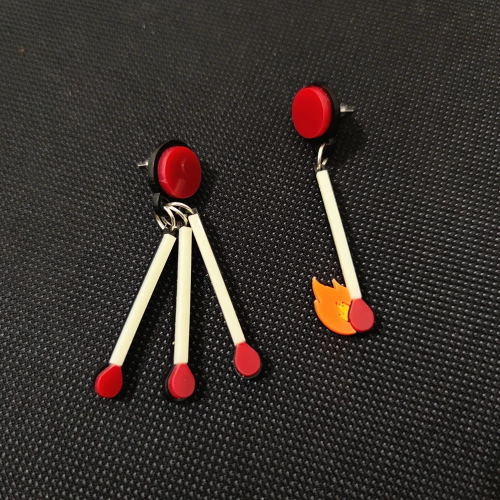 Matchstick Long Dangle Drop Earrings for Women Fashion Acrylic HipHop Jewelry