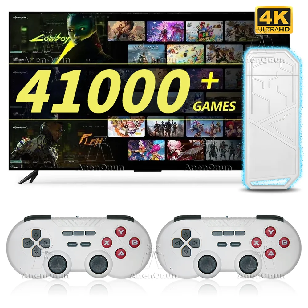 4K Game Stick 41000+ Games 9 Classic Emulator TV Video Game Console High Quality Emuelec Retro Gaming Machine with 2 Controller