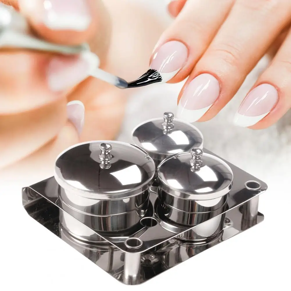 

1 Set Nail Liquid Cup Great Nail Polish Powder Gel Cup with Lid High Durability Space-saving Powder Holder