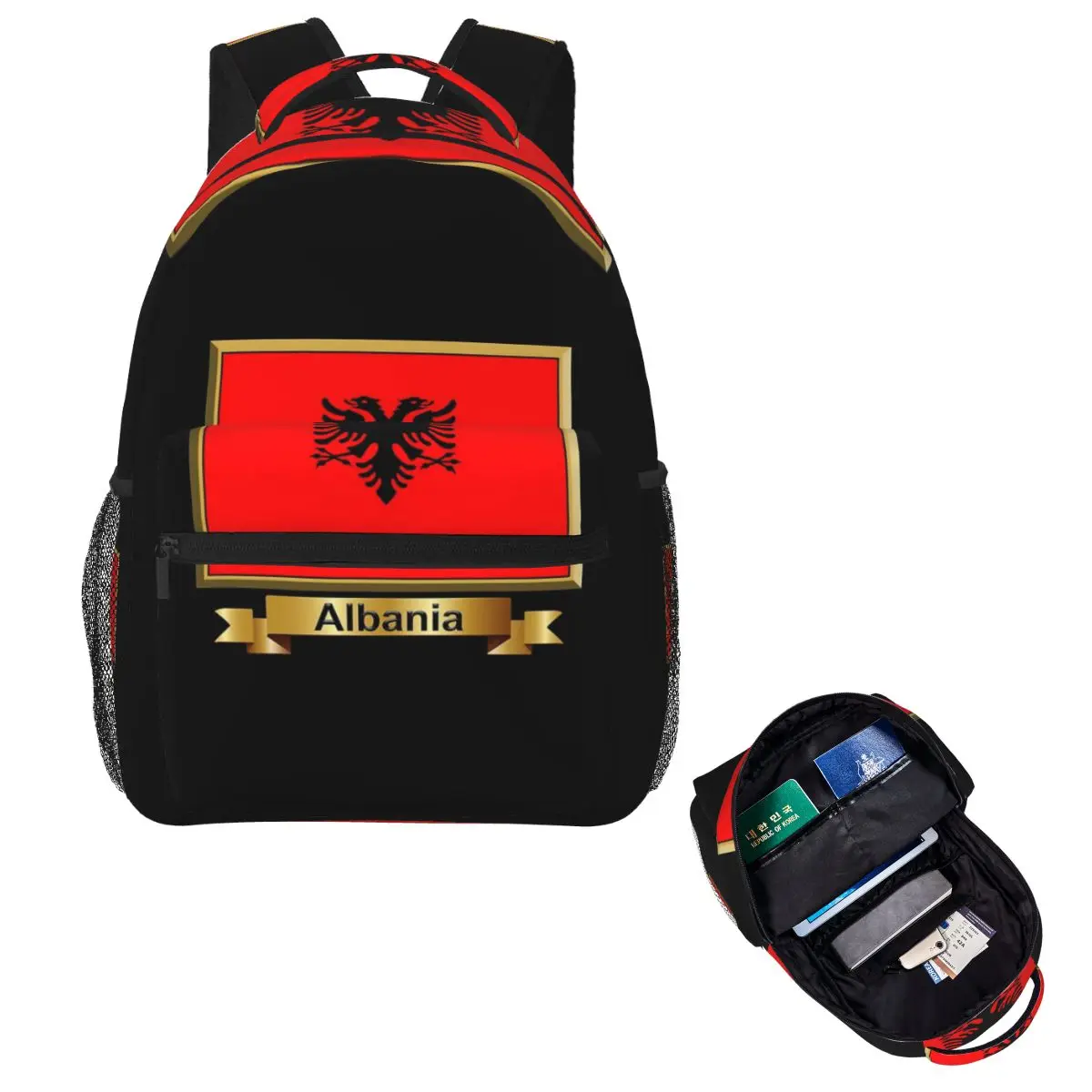 

Albania Flag Backpack Hot Sale Daypack Large Capacity Children BookBag School Bag Shoulder Bags for Men Women