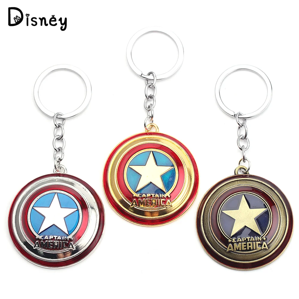 Marvel Avengers Keychain Superhero Captain America Shield Vintage Metal Pendant Keyring for Men Key Holder Jewelry Accessories