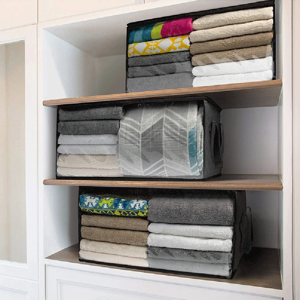 Large Capacity Clothes Storage Bag Non-Woven Foldable Quilt Storage Bag with Lids Zipper Wardrobe Clothing Organizer Sorting Box image 4
