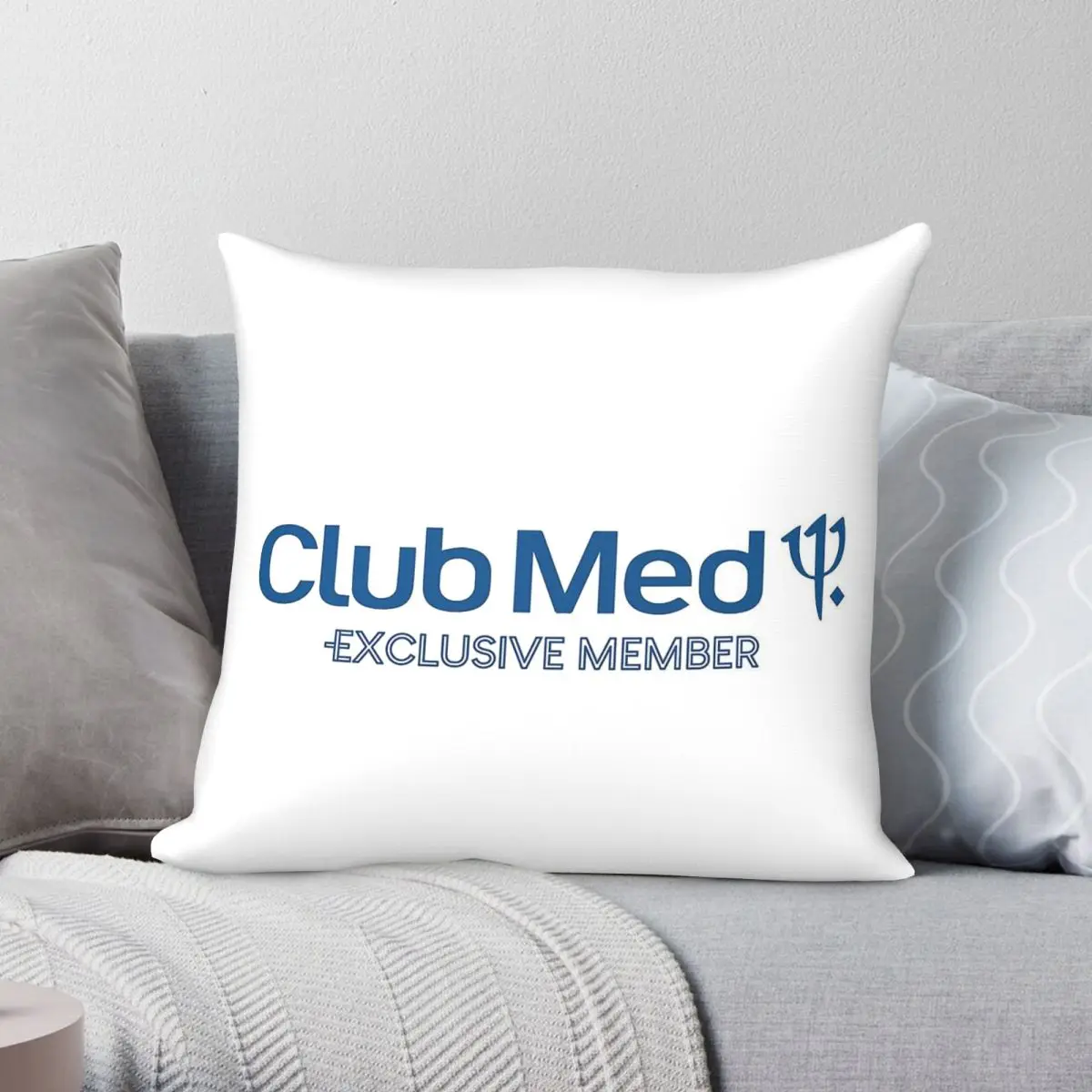 Club Med Exclusive Member Square Pillowcase Polyester Linen Velvet Creative Zip Decor Throw Pillow Case Bed Cushion Case 45x45