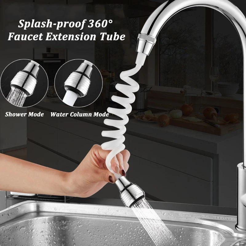 Adjustable Bathroom Faucet Extension Tube Kitchen Water Tap Aerator 360° Rotatable Sink Hose Filter Nozzle Faucet Accessories